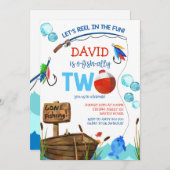 Angeln 2. Geburtstag Junge O-Fisch-ally Einladung (Vorne/Hinten)