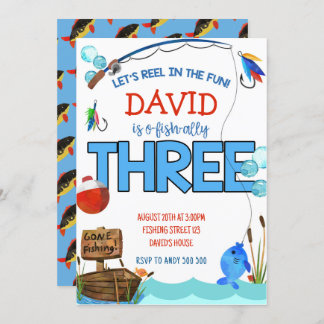 Angeln 3. Geburtstag Junge Party O-Fisch-ally Einladung