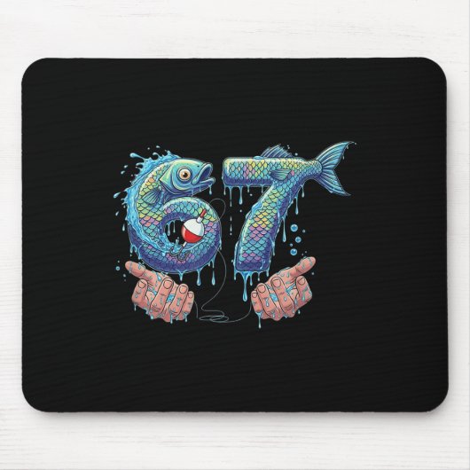 Angeln 67 Six Seven Lustiges Gen Alpha Meme Drip Mousepad (Vorne)