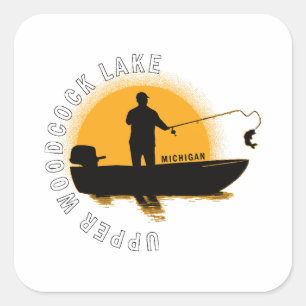 Angeln am See Michigan Quadratischer Aufkleber