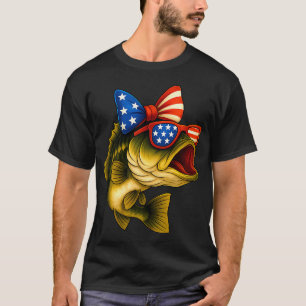 Angeln Amerikanische Flagge Angelrute Fischerliebh T-Shirt