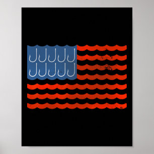 Angeln Amerikanische Flagge Patriotisches Angeln 4 Poster