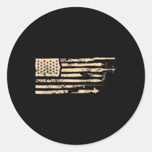 Angeln Amerikanische Flagge Usa Vintage Angeln Fis Runder Aufkleber
