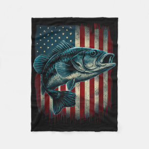 Angeln Amerikanische Flagge Vintage USA B Fischer Fleecedecke