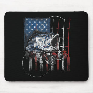 Angeln Amerikanische Flagge Vintage USA B Fischer Mousepad