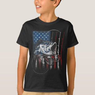 Angeln Amerikanische Flagge Vintage Usa B Fischer T-Shirt