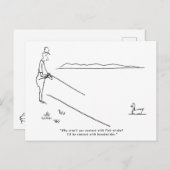 Angeln auf Postkarte mit See, Fischer und Ente (Vorne/Hinten)