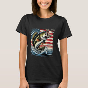 Angeln Bass Fang Liebhaber Juli USA-Flagge Alt Ret T-Shirt