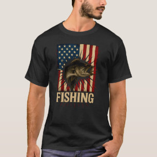 Angeln Bassangeln Angler Vater Amerikanische Flagg T-Shirt