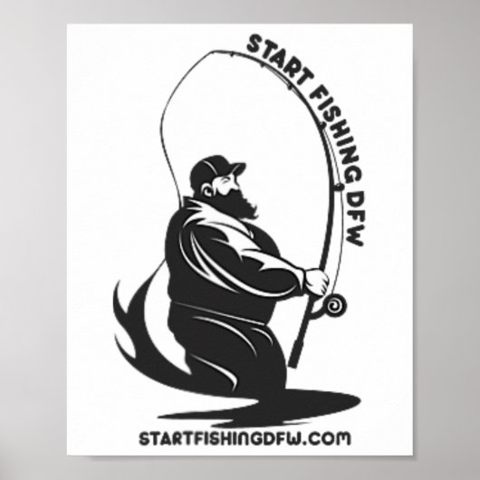 Angeln beginnen Dfw Fishy Angler Lustiger Angler L Poster (Vorne)