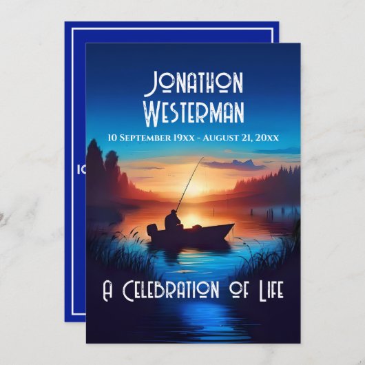 Angeln bei Sonnenuntergang Einladung (Vorne/Hinten)