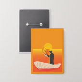 Angeln bei Sonnenuntergang oder Sonnenaufgang Button (Vorderseite/Rückseite)