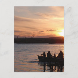 Angeln bei Sonnenuntergang Postkarte