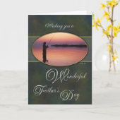 Angeln bei Sonnenuntergang Vatertag Karte (Gelbe Blume)