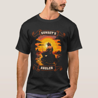Angeln bei Sunset Lake Fisherman Angler T-Shirt