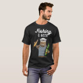 Angeln & Bier  Katze T-Shirt (Vorne ganz)