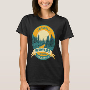 Angeln Bootfahren Camping See Urlaub Heron Lake T-Shirt