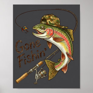 Angeln Camouflage Forelle Fisch Vintage Angeln Poster