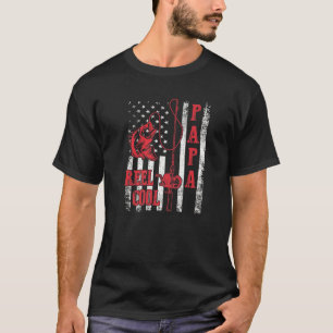 Angeln Cool Papa Fahne Amerika Funny Fishing Lover T-Shirt