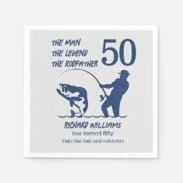 Angeln des Rodvaters Big Fish 50. Geburtstag Serviette