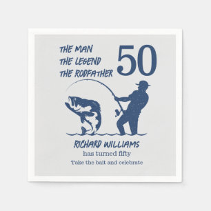 Angeln des Rodvaters Big Fish 50. Geburtstag Serviette