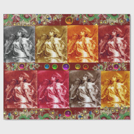 ANGELN, FEATHERS, GEMSTONES, Weihnachten mit golde Geschenkpapier