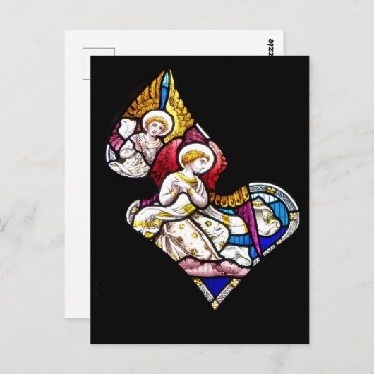 ANGELN FENSTER AUS GLAS POSTKARTE (Vorne/Hinten)