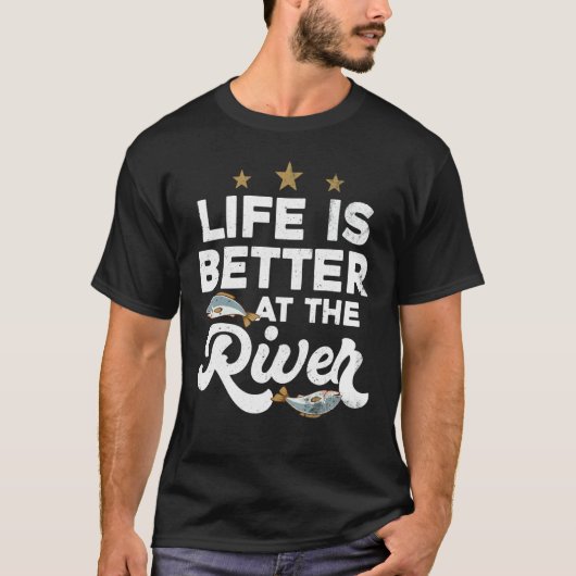 Angeln für Fischer am Fluss T-Shirt (Vorderseite)