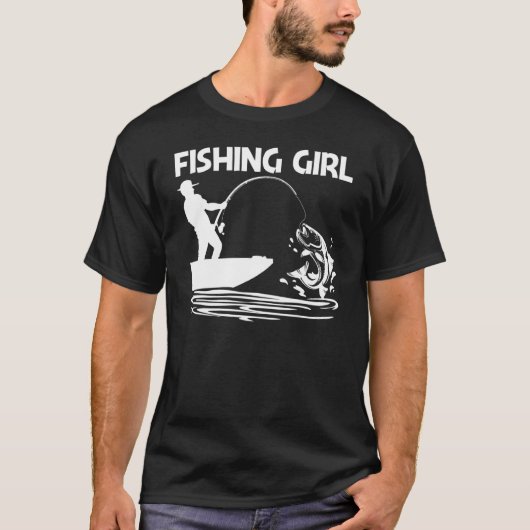 Angeln für Mädchen Kinder Fischer Köder Bootsfahrt T-Shirt (Vorderseite)