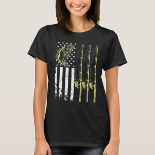 Angeln für Männer, Tarnung USA-Flagge Barsch Fisch T-Shirt