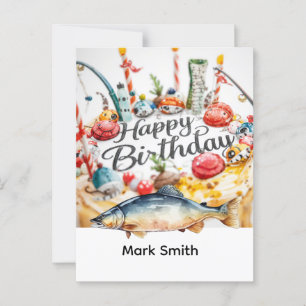 Angeln Geburtstag Thema an der Angel mit Spaß Postkarte