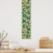 Angeln gegangen Angelzubehör Heim Geschäft Poster (Küche)