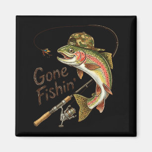 Angeln gegangen Tarnung Forelle Fisch Vintage Ange Magnet