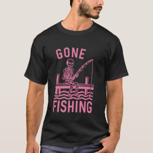 Angeln gehender Skelett lustiger Halloween-Angler T-Shirt