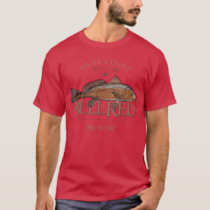 Angeln Golf Roter Trommler Rotfisch Stier Rot Klei T-Shirt