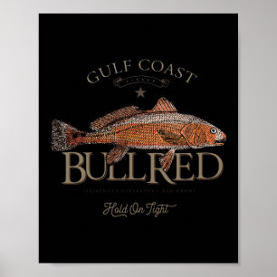 Angeln Golf Roter Trommler Rotfisch Stier Rot Poster