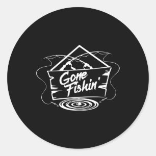 Angeln-Gone-Shirt für Angelfreunde oder Fischer-Ge Runder Aufkleber