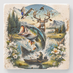 Angeln, Hirschjagd, Entenjagd Steinuntersetzer