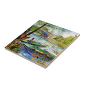 Angeln im Frühling, Vincent van Gogh. Schöne Fisch Fliese (Seite)