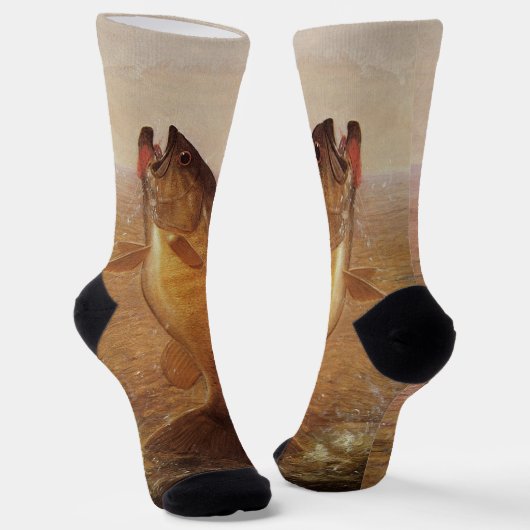 Angeln im Retro-Stil, springender Kleinmäuliger Ba Socken (Gewinkelt)