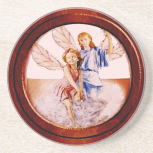 Angeln in Holzrahmen Sandstein Untersetzer