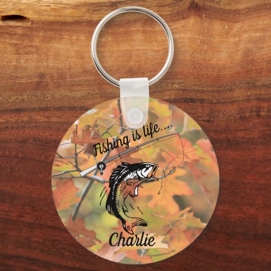 Angeln ist der Personalisierte Rod Reel Line Hook Schlüsselanhänger (Vorderseite)