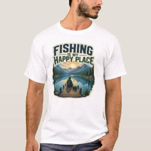 Angeln ist mein glücklicher Ort - Vintage Bergsee T-Shirt