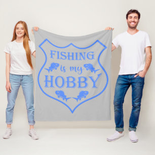 Angeln ist mein Hobby Schild Zitat auf Wappen Fleecedecke