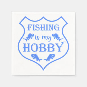 Angeln ist mein Hobby Schild Zitat auf Wappen Serviette