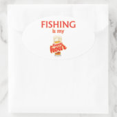 Angeln ist meine glückliche Stunde Ovaler Aufkleber (Tasche)