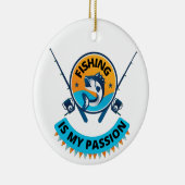 Angeln ist meine Leidenschaft, lasse fischen T - S Keramik Ornament (Rechts)