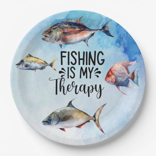 Angeln ist meine Therapie-Serviette Pappteller (Vorderseite)