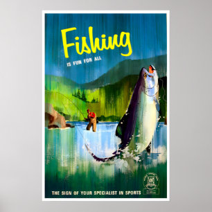 Angeln Kunst Vintage Sport Druck Man Cave Poster