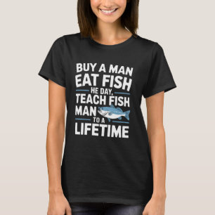Angeln Lehre Einem Mann Zu Fischen Lustiger Angler T-Shirt